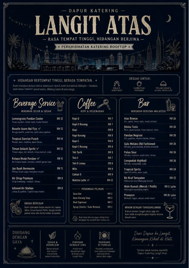 Rooftop Skyline catering-menu menu template preview