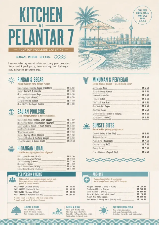 Resort Poolside catering-menu menu template preview