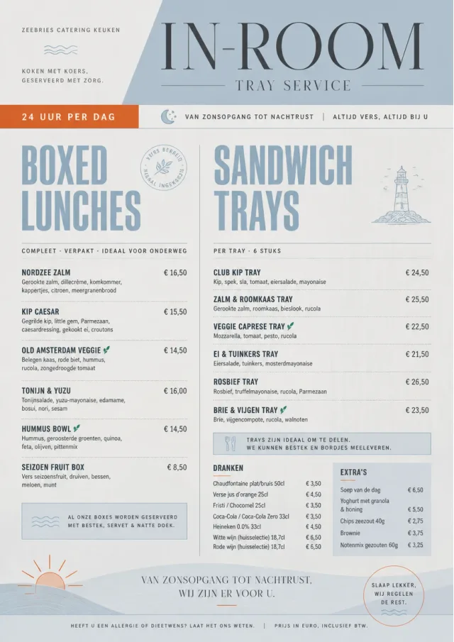 In-Room Tray Service catering-menu menu template preview