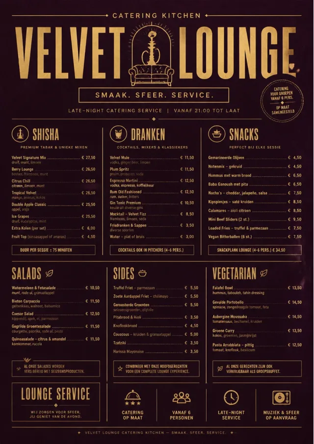 Lounge Velvet catering-menu menu template preview
