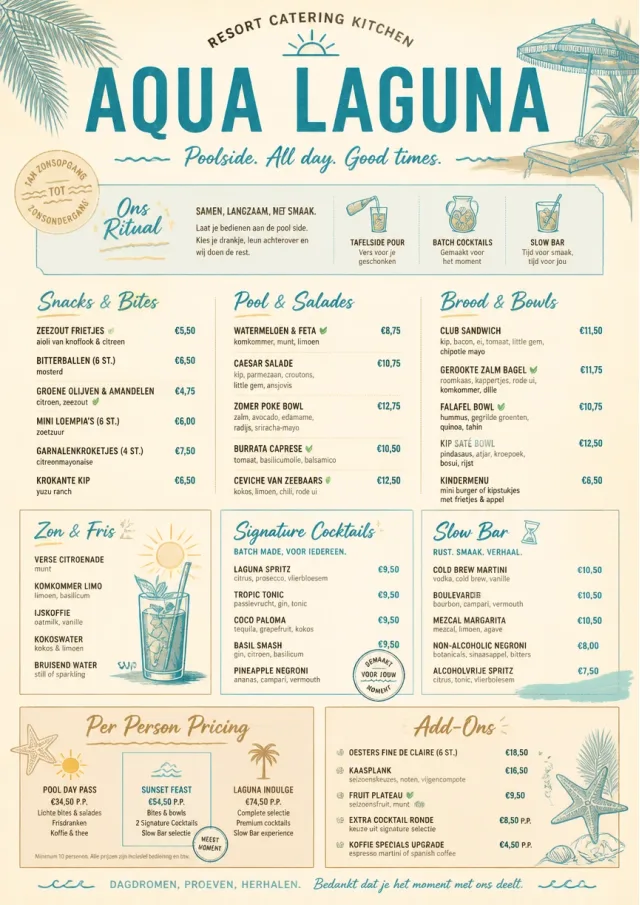Resort Poolside catering-menu menu template preview