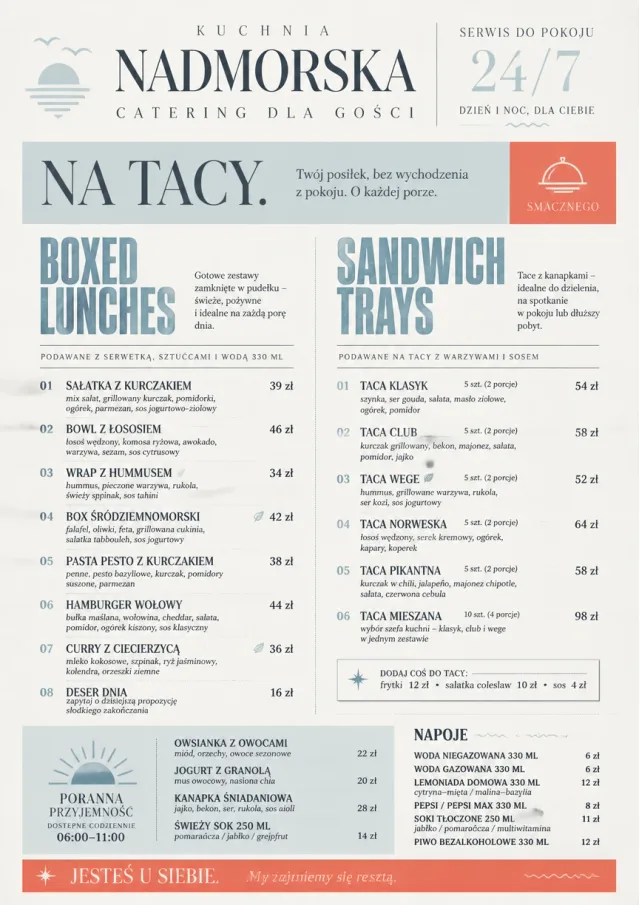 In-Room Tray Service catering-menu menu template preview