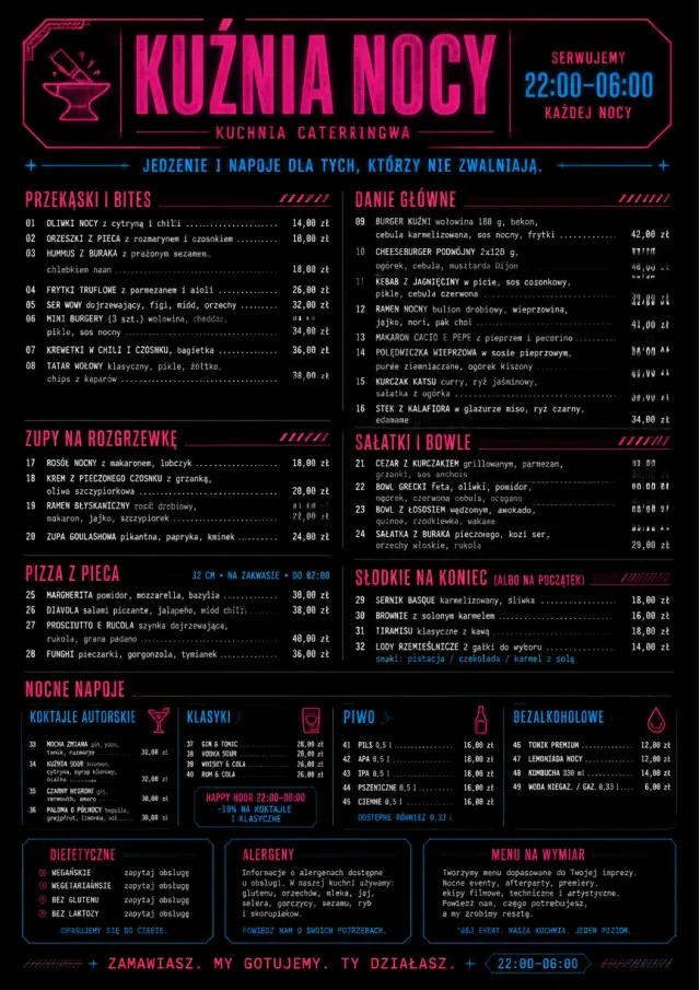 Late Night Service catering-menu menu template preview