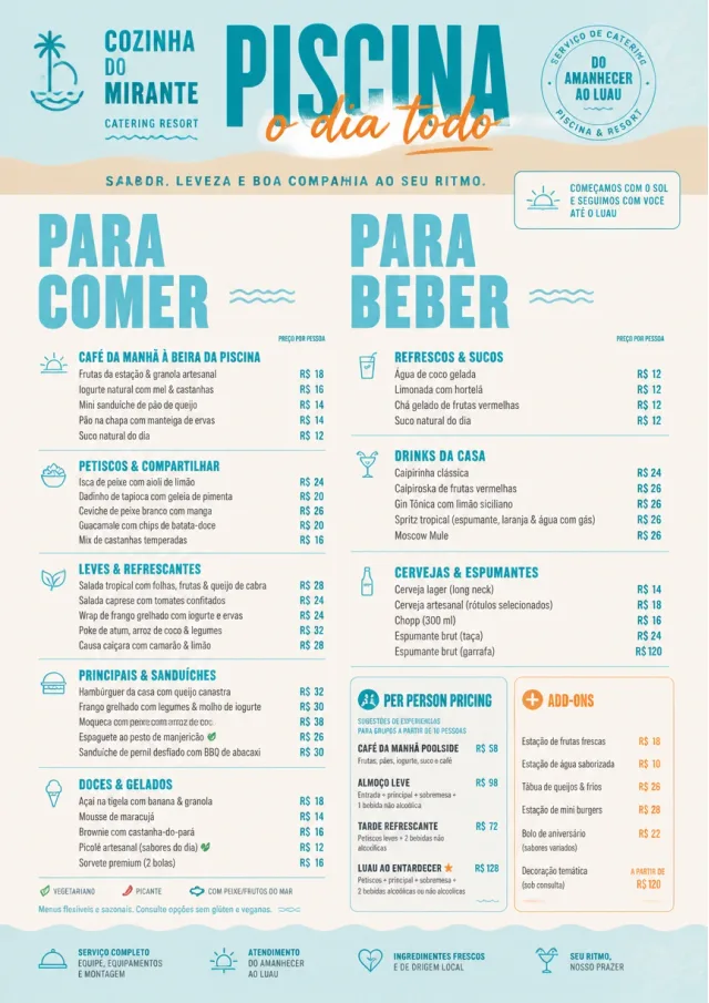 Resort Poolside catering-menu menu template preview