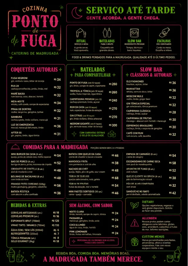 Late Night Service catering-menu menu template preview