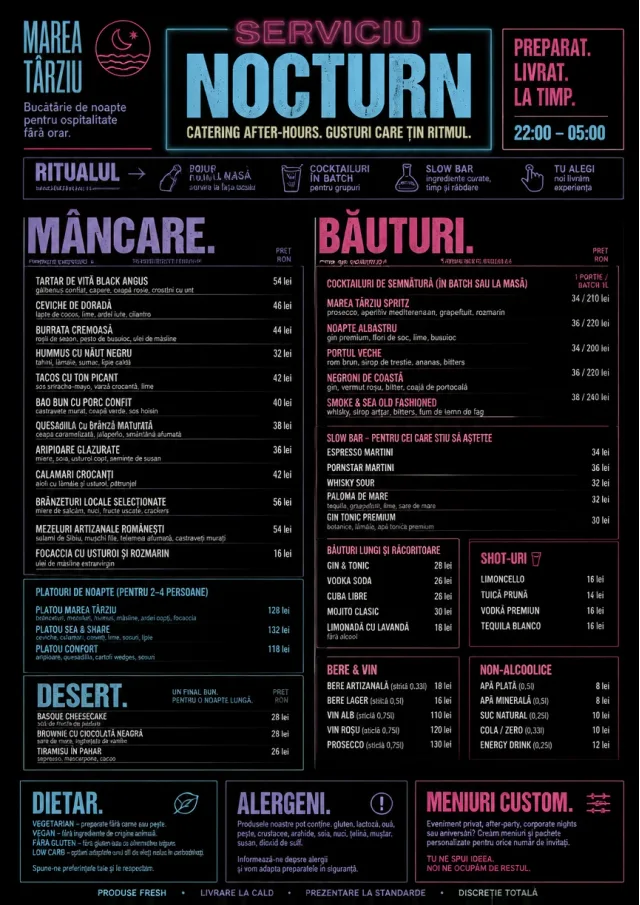 Late Night Service catering-menu menu template preview