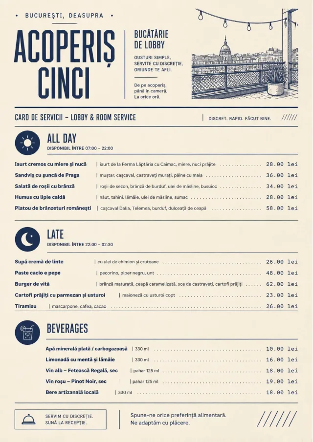 Lobby Service Card catering-menu menu template preview