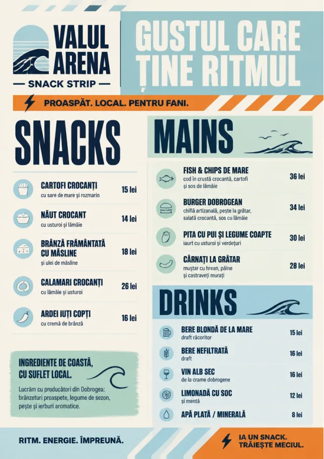 Arena Snack Strip catering-menu menu template preview