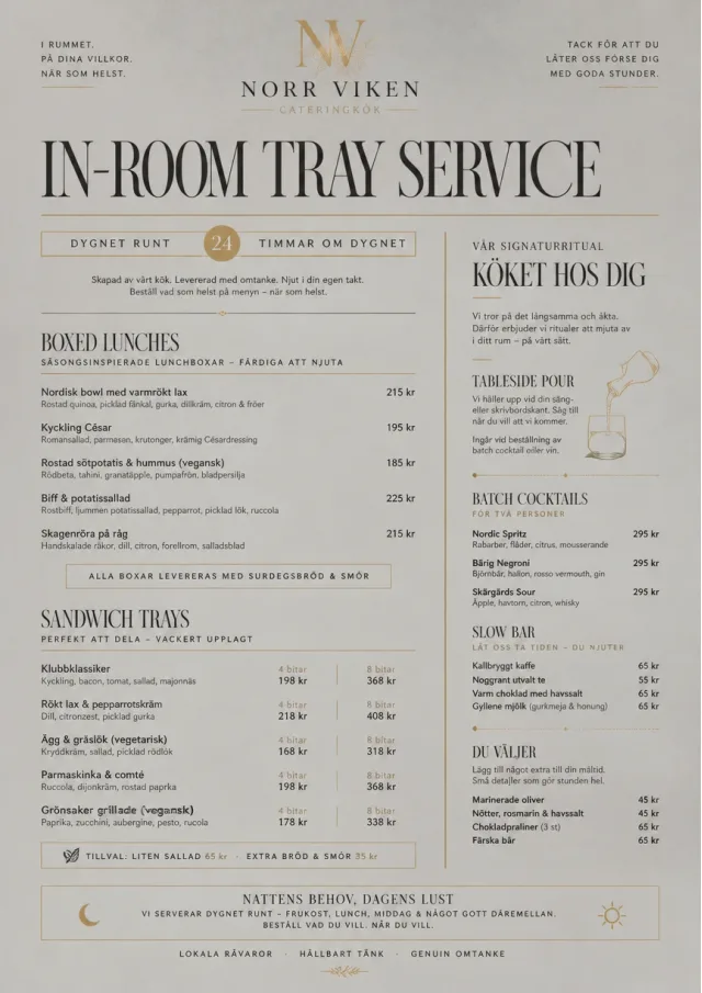 In-Room Tray Service catering-menu menu template preview