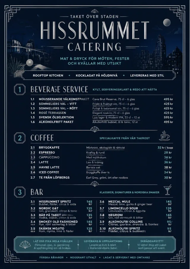 Rooftop Skyline catering-menu menu template preview
