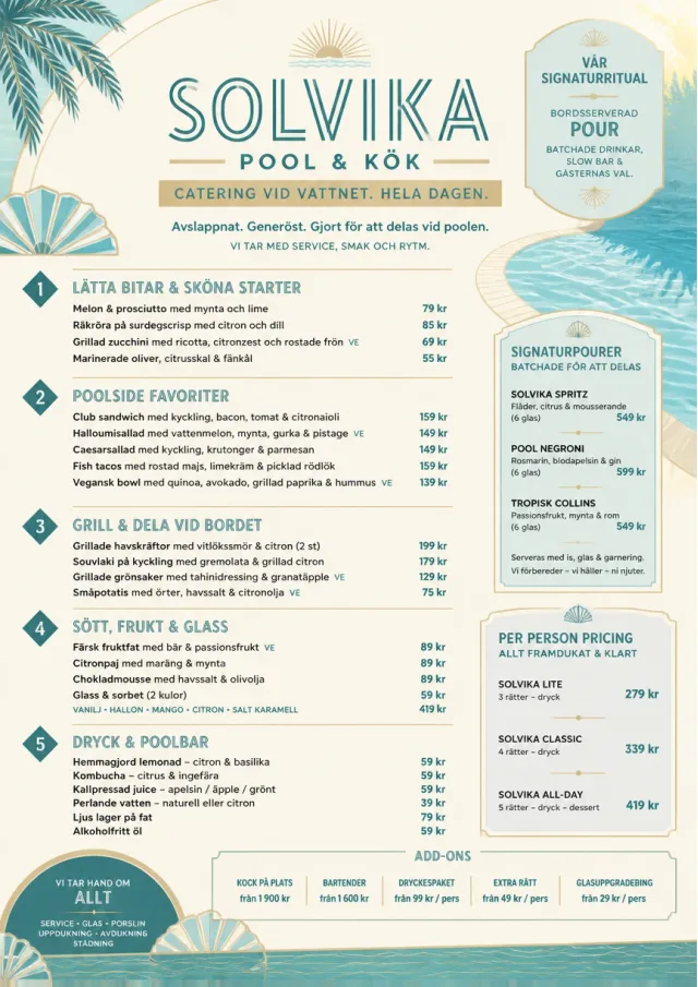 Resort Poolside catering-menu menu template preview