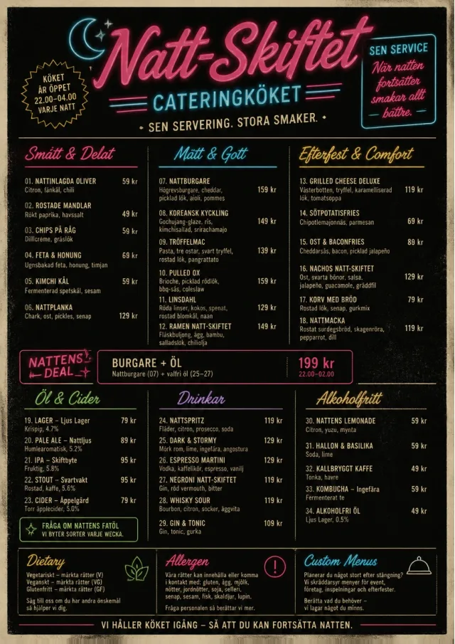 Late Night Service catering-menu menu template preview