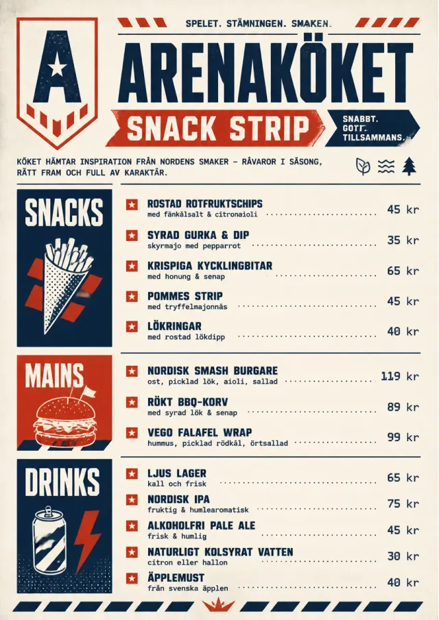 Arena Snack Strip catering-menu menu template preview