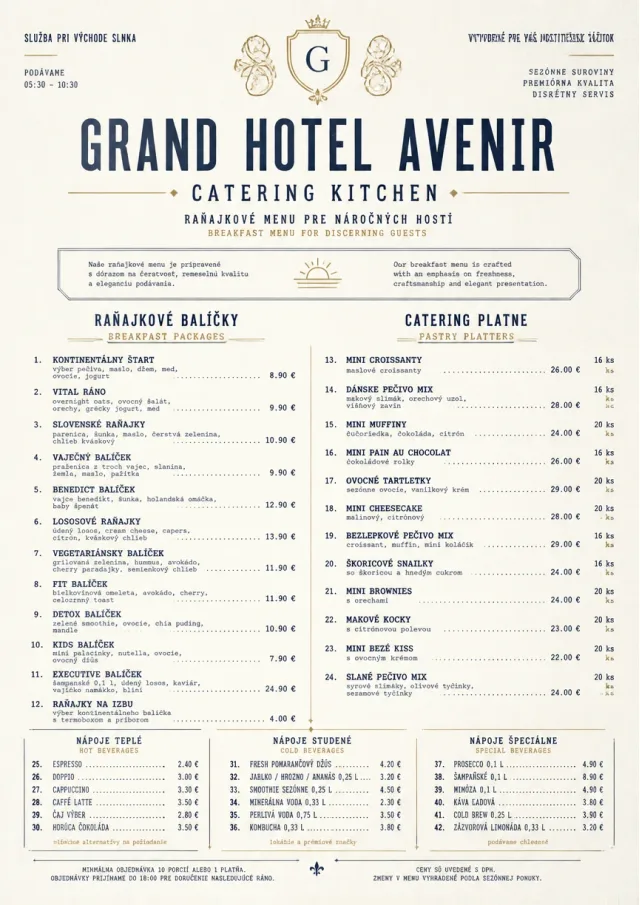 Grand Hotel Classic catering-menu menu template preview