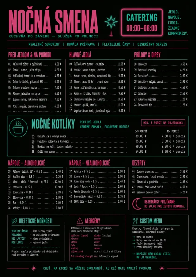 Late Night Service catering-menu menu template preview