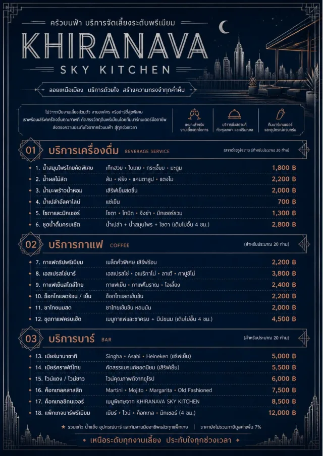 Rooftop Skyline catering-menu menu template preview