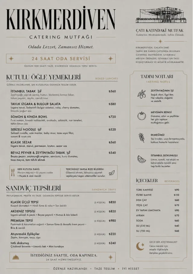 In-Room Tray Service catering-menu menu template preview