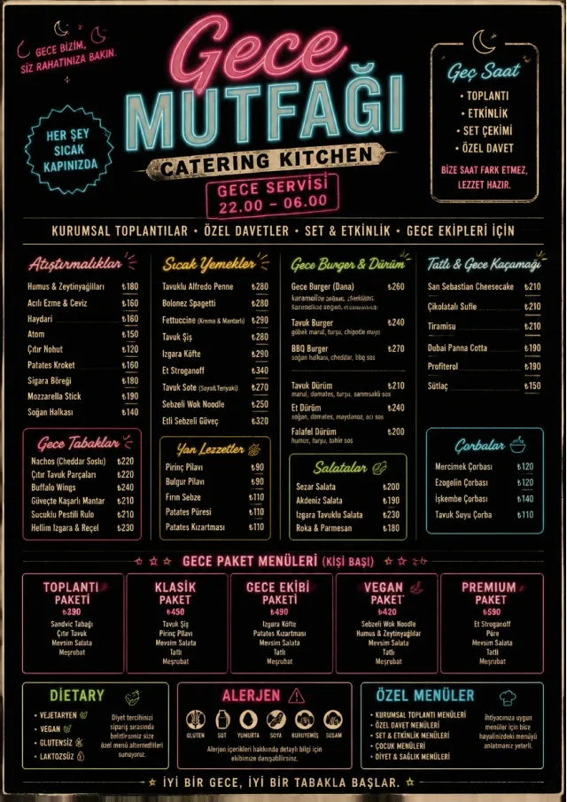 Late Night Service catering-menu menu template preview