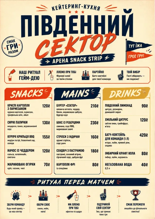 Arena Snack Strip catering-menu menu template preview