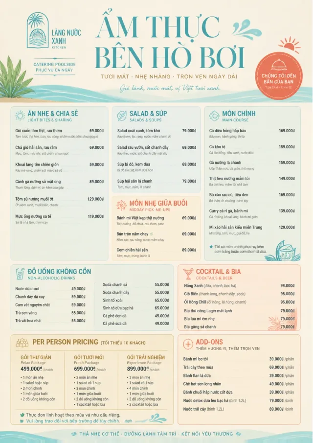 Resort Poolside catering-menu menu template preview