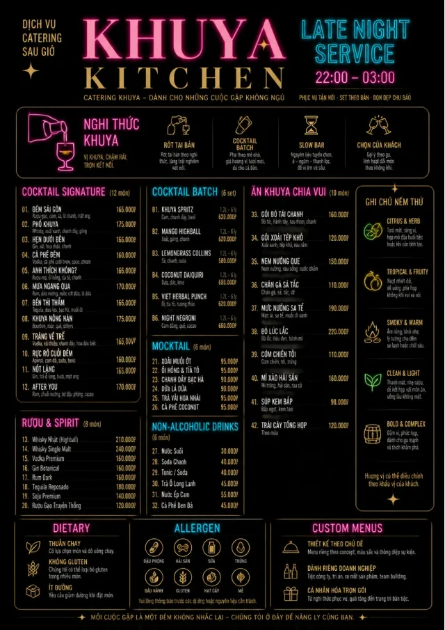 Late Night Service catering-menu menu template preview