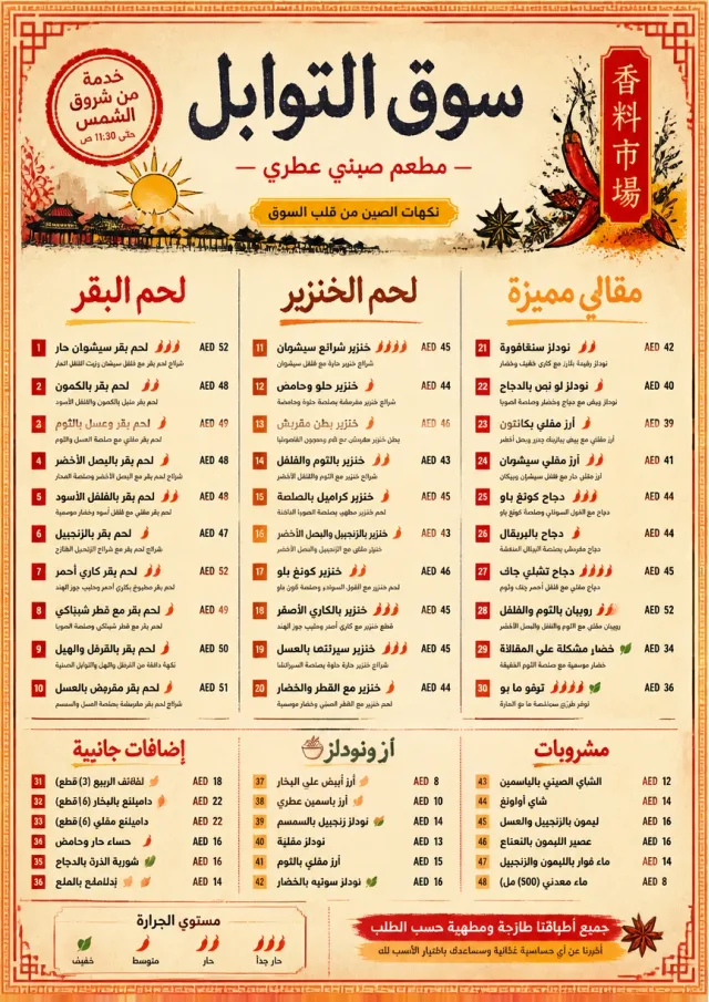 Spice Market Bold chinese-menu menu template preview