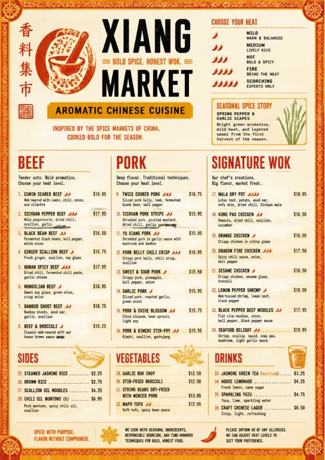 Spice Market Bold chinese-menu menu template preview