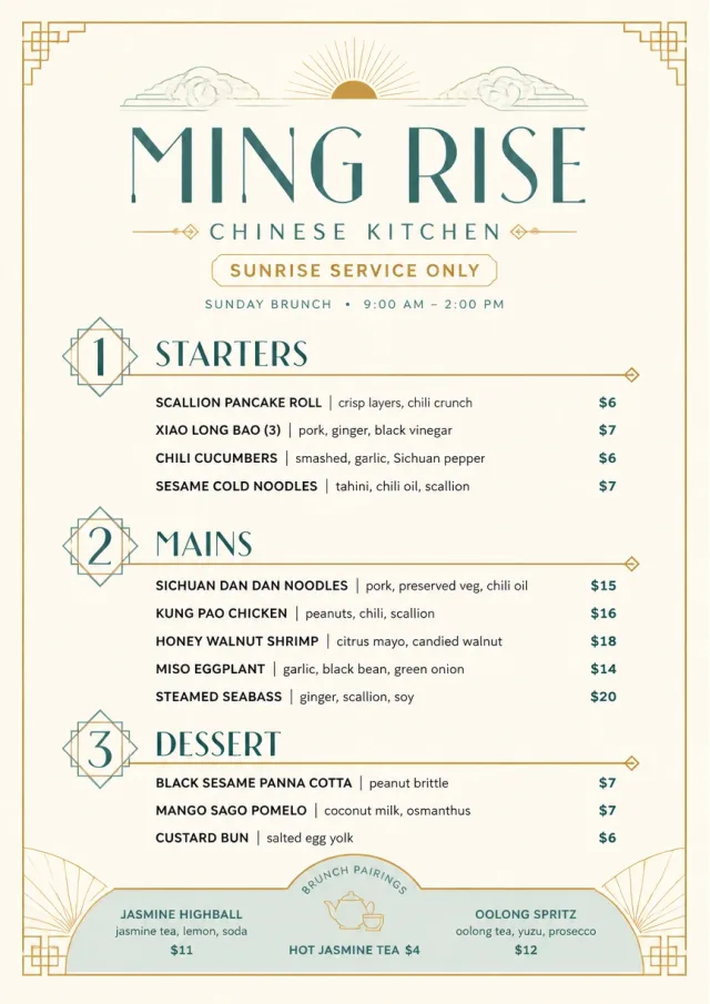 Chef Carte Brève chinese-menu menu template preview