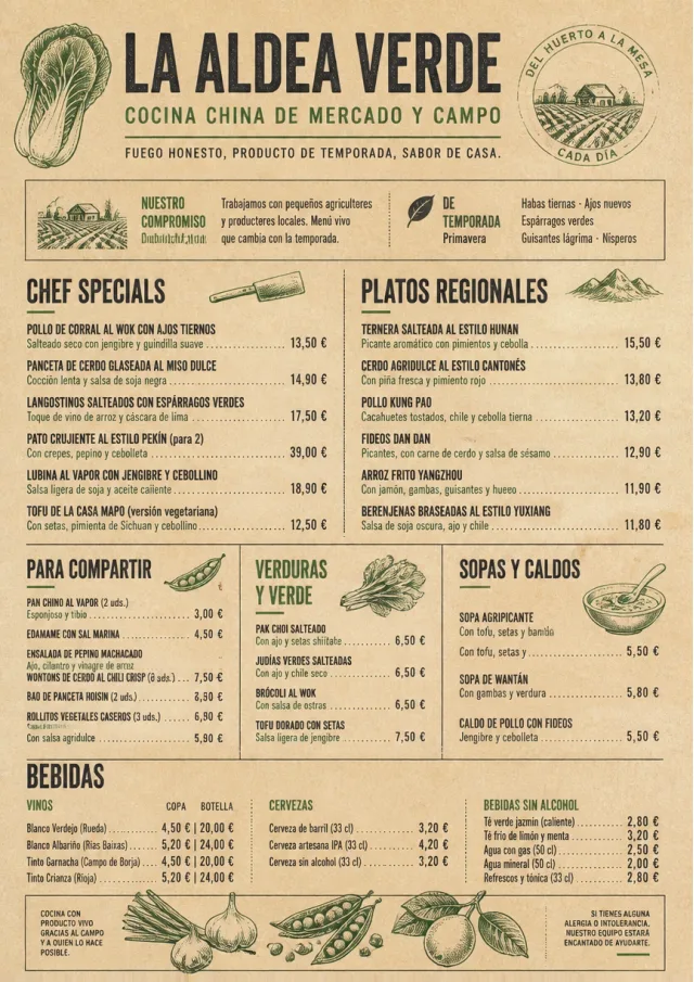 Farm Table Rustic chinese-menu menu template preview