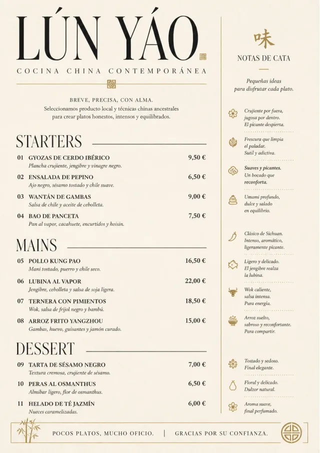 Chef Carte Brève chinese-menu menu template preview