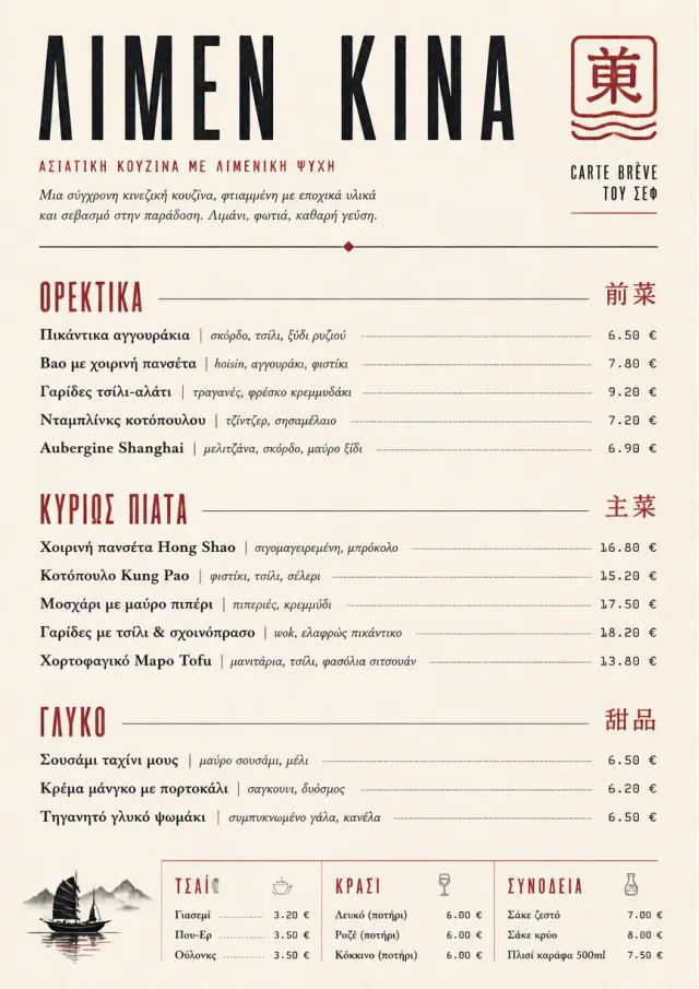 Chef Carte Brève chinese-menu menu template preview