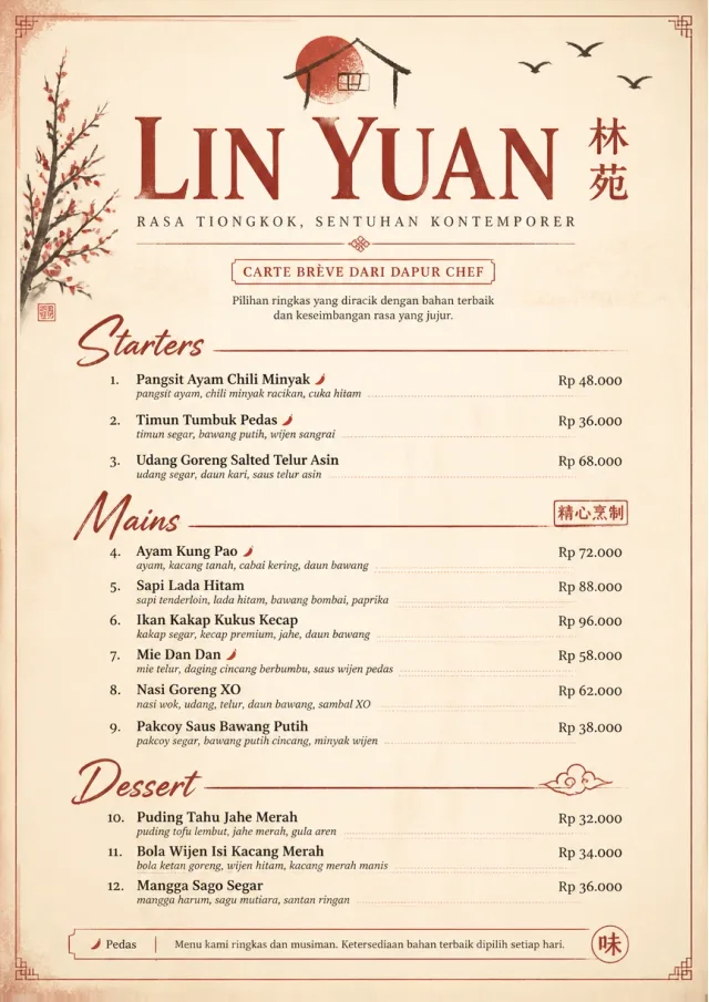 Chef Carte Brève chinese-menu menu template preview
