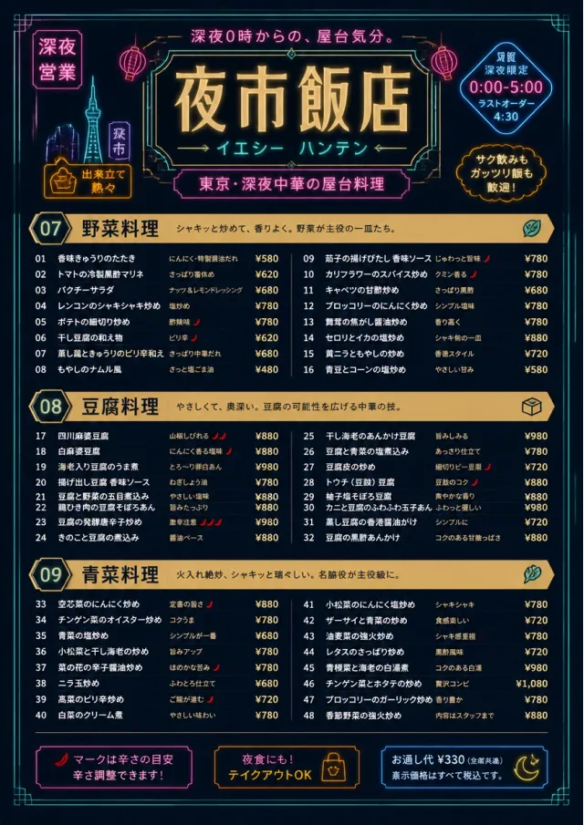 Night Market Neon chinese-menu menu template preview