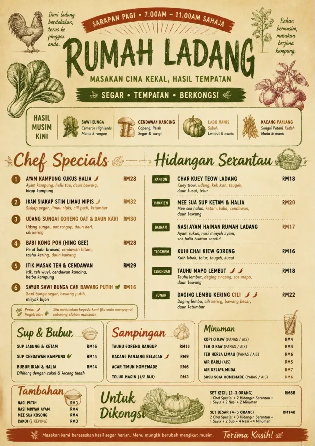 Farm Table Rustic chinese-menu menu template preview