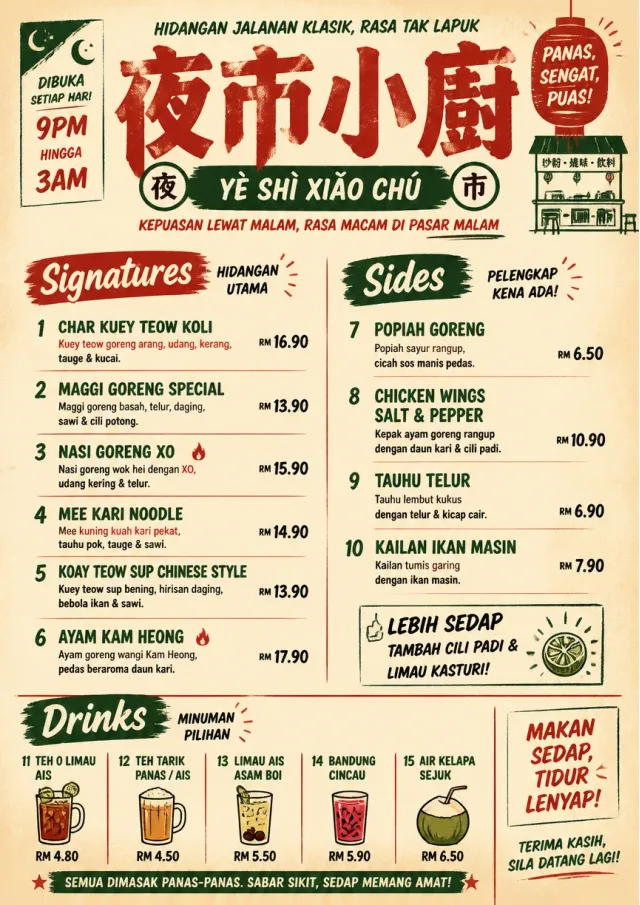 Street Stall Flyer chinese-menu menu template preview