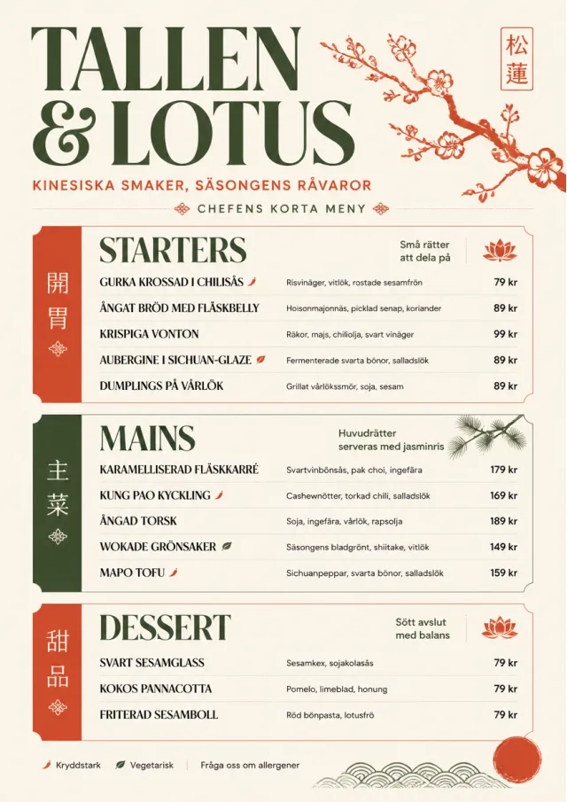 Chef Carte Brève chinese-menu menu template preview