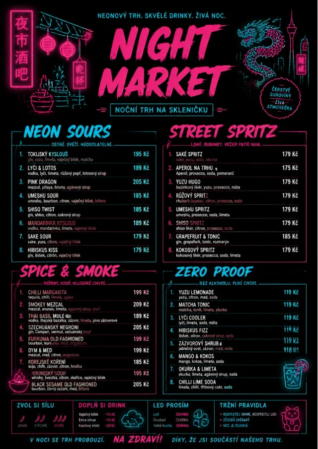 Neon Night Market cocktail-menu menu template preview