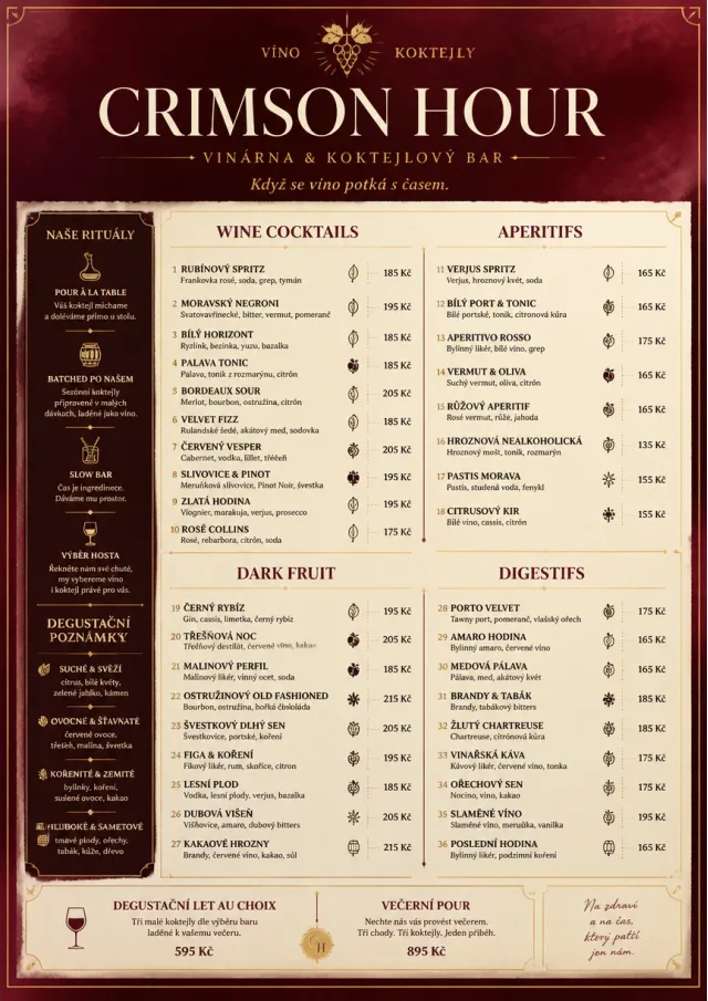 Burgundy Wine cocktail-menu menu template preview
