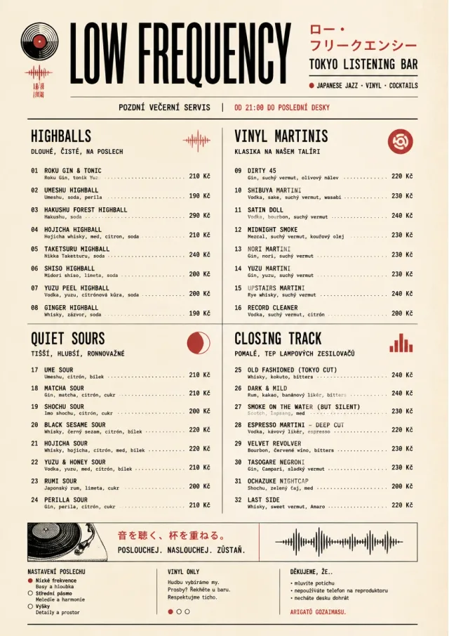 Tokyo Listening Bar cocktail-menu menu template preview