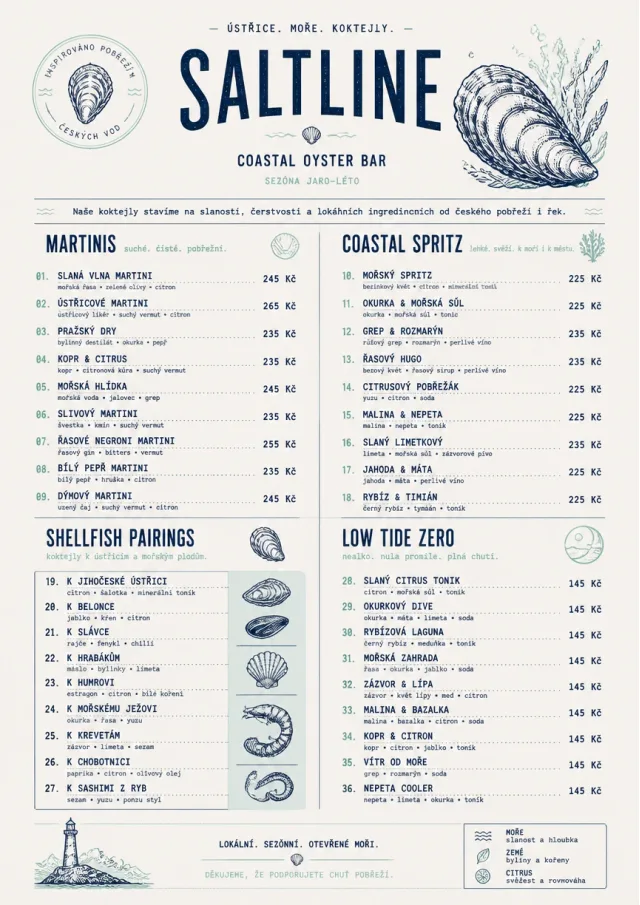 Coastal Oyster Bar cocktail-menu menu template preview