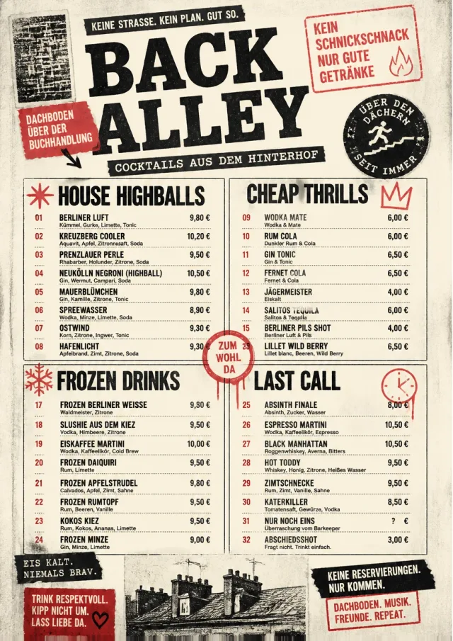 Urban Dive Bar cocktail-menu menu template preview