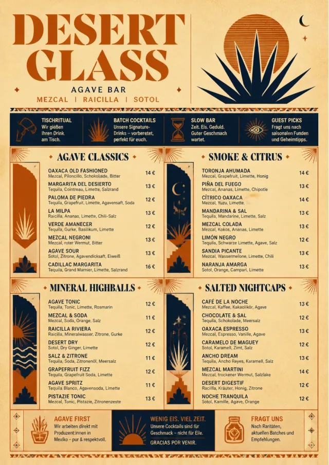 Desert Agave cocktail-menu menu template preview