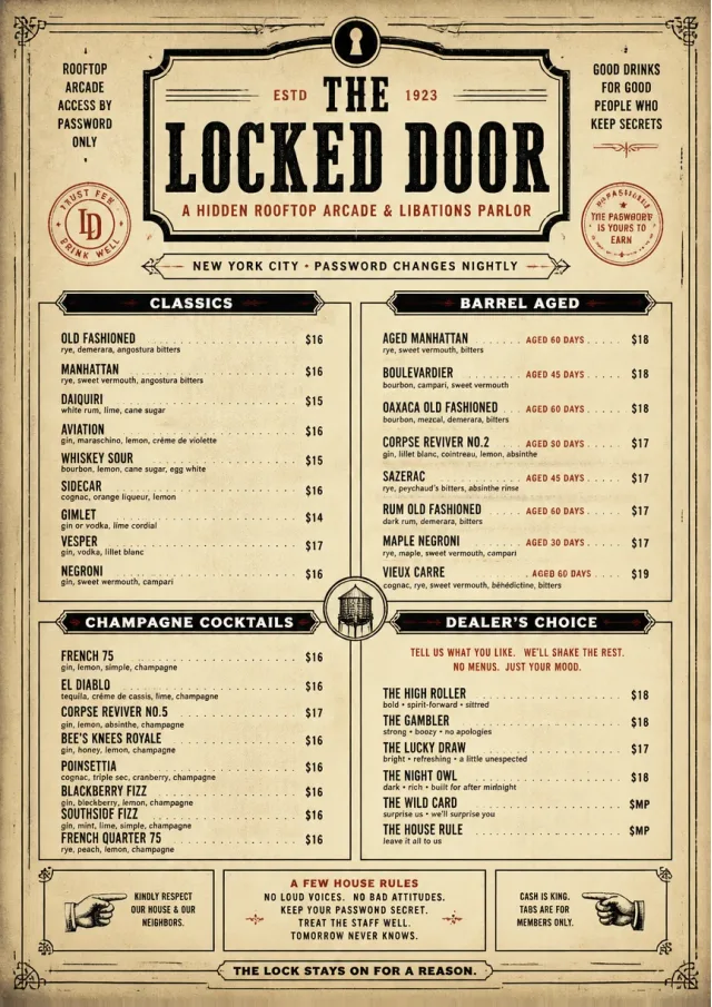 Prohibition Era cocktail-menu menu template preview