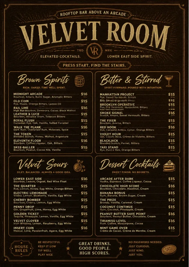 Speakeasy Leather cocktail-menu menu template preview