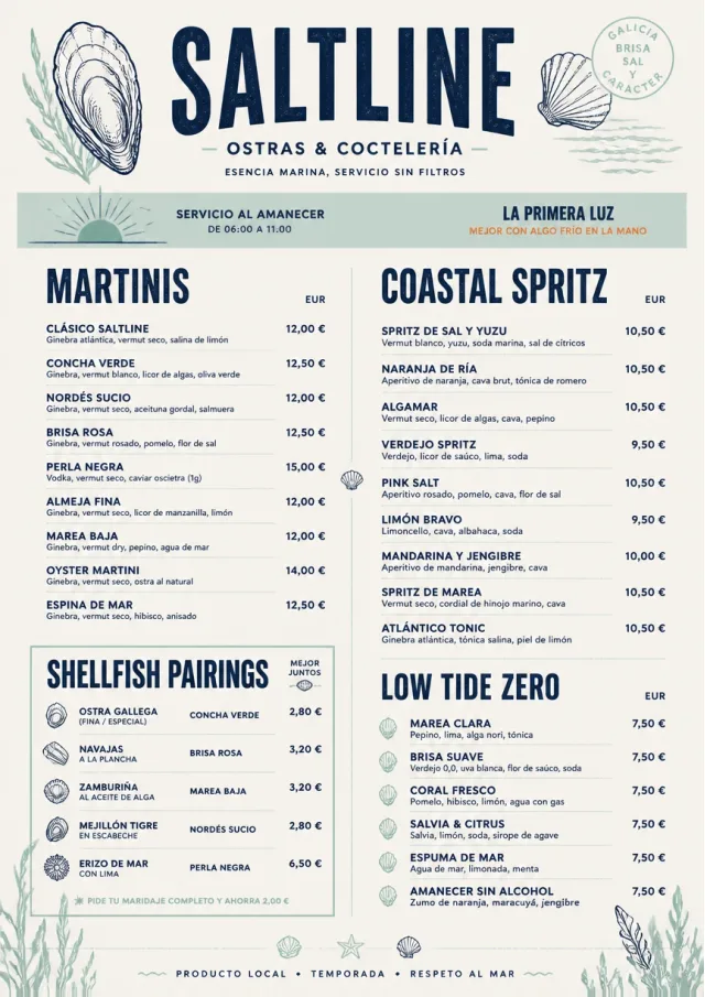 Coastal Oyster Bar cocktail-menu menu template preview