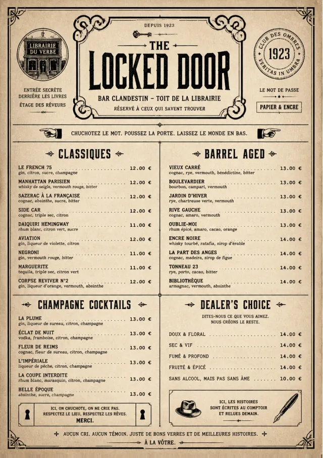 Prohibition Era cocktail-menu menu template preview