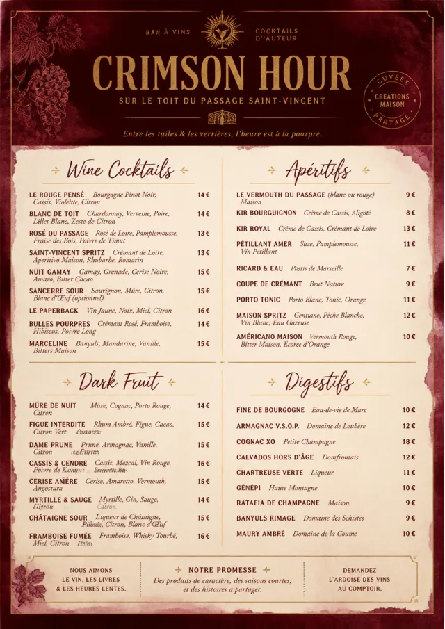 Burgundy Wine cocktail-menu menu template preview
