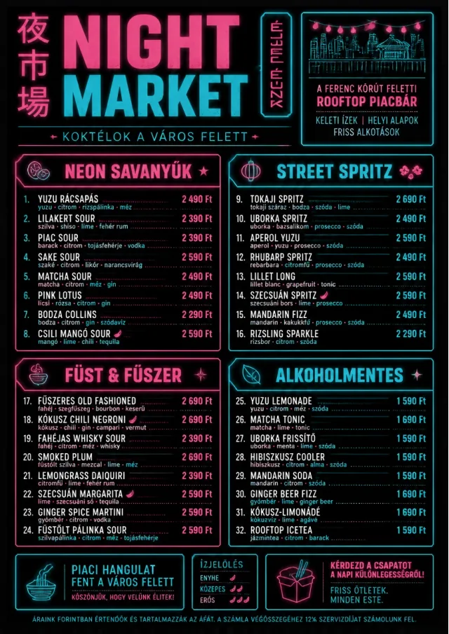 Neon Night Market cocktail-menu menu template preview