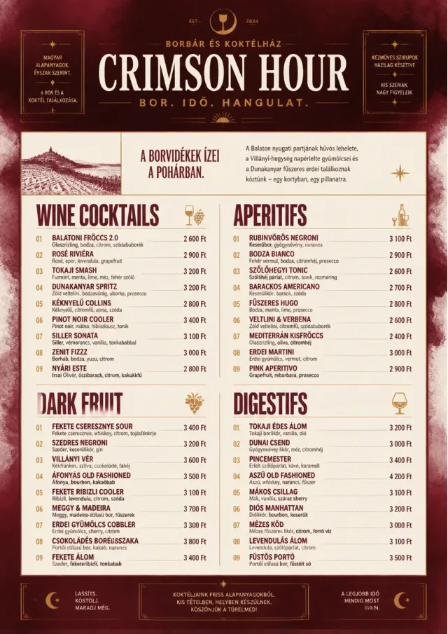 Burgundy Wine cocktail-menu menu template preview