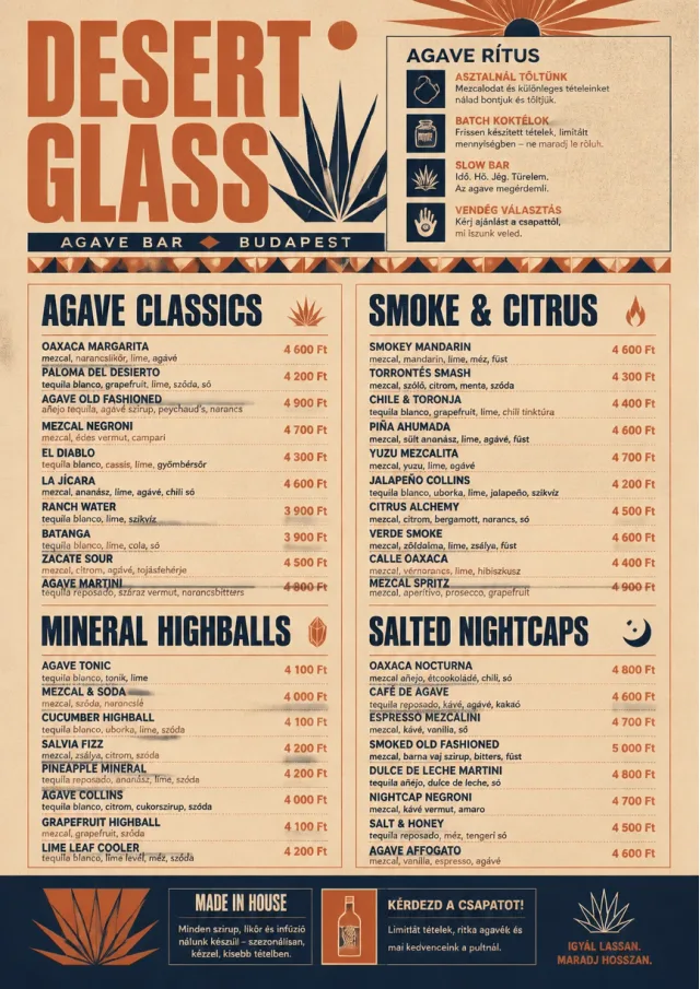 Desert Agave cocktail-menu menu template preview